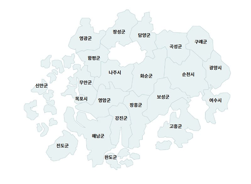 전라남도 지도보기 (https://www.namdokorea.com)